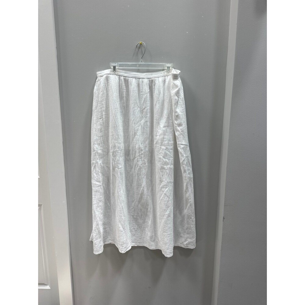 J Crew Muslin White Maxi Skirt Side Slit XL - Picture 4 of 4